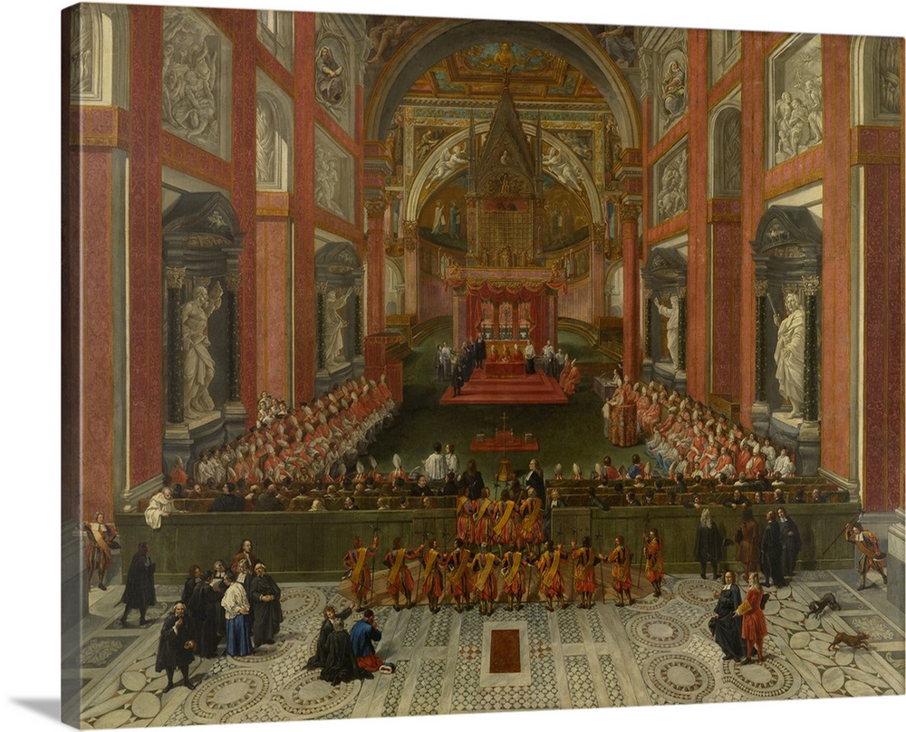Originally oil on canvas. Benedict XIII Presiding Over The Provincial Roman Synod Of 1725, Basilica Of St John Lateran, 1725.