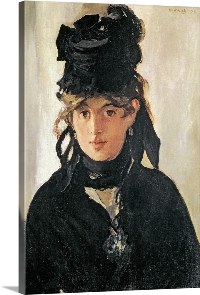 XIR36825 Berthe Morisot with a Bouquet of Violets, 1872 (oil on canvas)  by Manet, Edouard (1832-83); 55x39 cm; Musee d'Or...