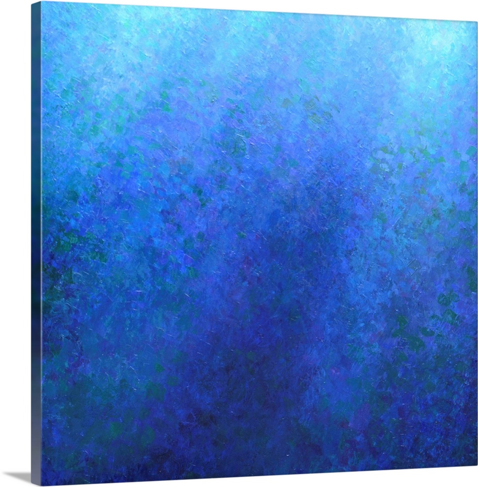 Contemporary abstract painting using blue tones to create a feeling of depth.