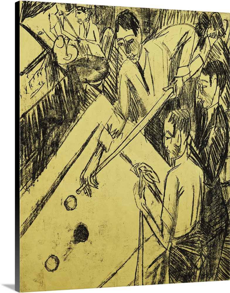 CH659546 Billiard Player; Billardspieler, 1915 (lithograph on canary-yellow wove paper) by Kirchner, Ernst Ludwig (1880-19...