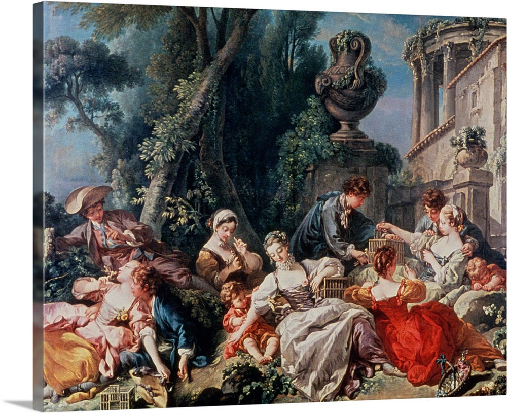 BAL8685 Bird Catchers (oil on canvas)  by Boucher, Francois (1703-70); Private Collection; French, out of copyright