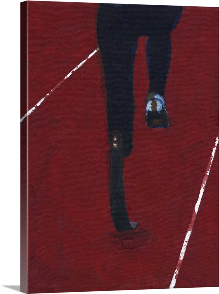 Contemporary figurative art of a runner with a prosthetic leg.