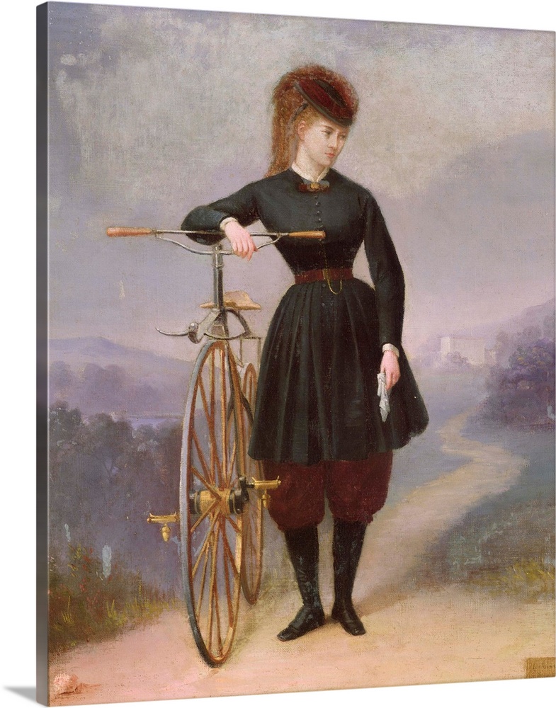 Blanche d'Antigny (1840-74) and her Velocipede (oil on canvas); by Betinet, (19th century); Musee de l'Ile de France, Scea...