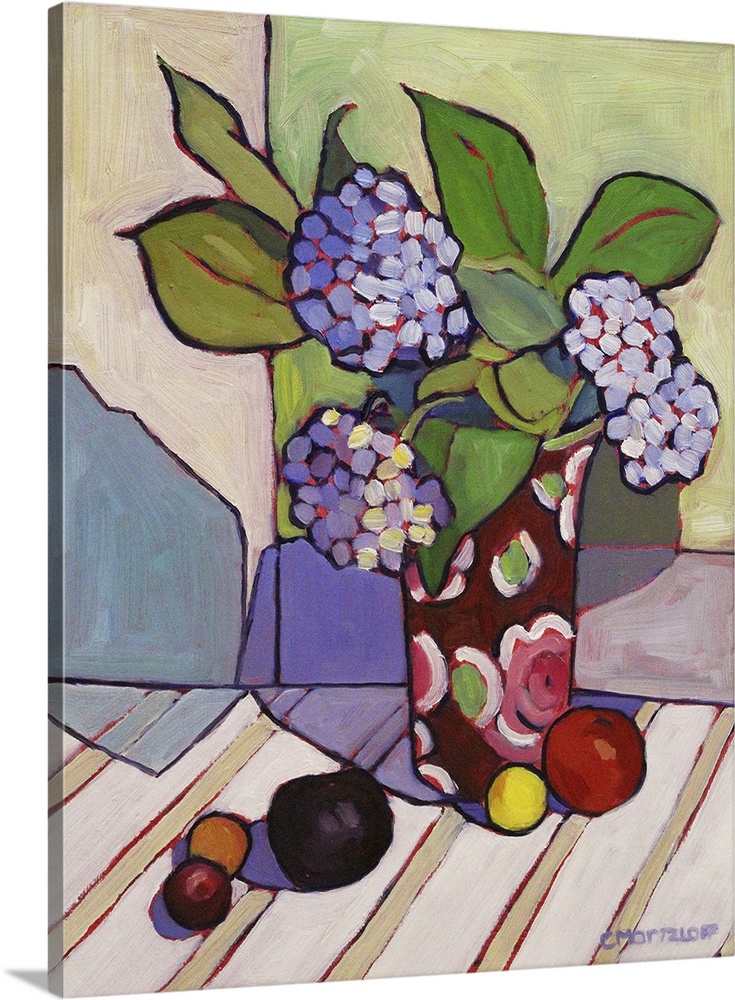 Blue hydrangeas, 2023. (Originally oil on panel.)