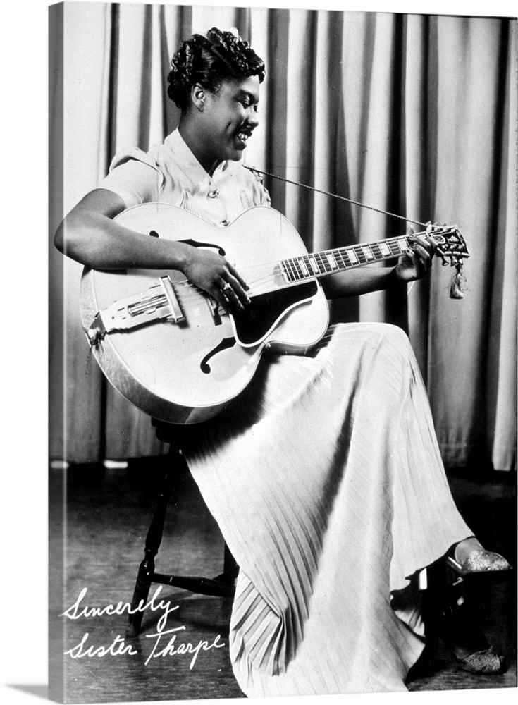 Sister Rosetta Tharp blues guitarist and Singer, here playing steel guitar; (add.info.: Sister Rosetta Tharp blues guitari...