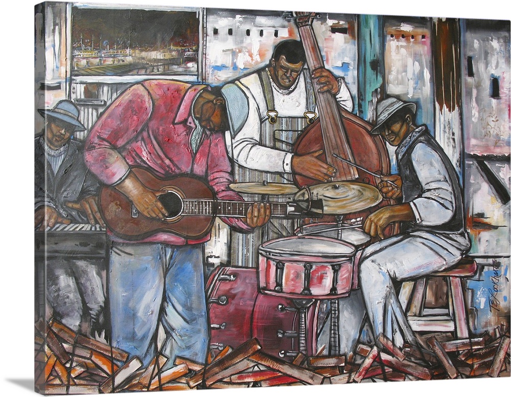 Blues in the rouge, 2014. (Originally mixed media on canvas.)