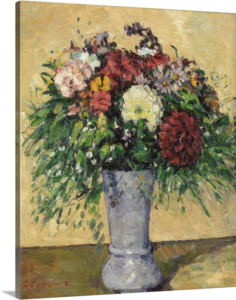 BAL183889 Bouquet of Flowers in a Vase, c.1877 (oil on canvas); by Cezanne, Paul (1839-1906); Hermitage, St. Petersburg, R...