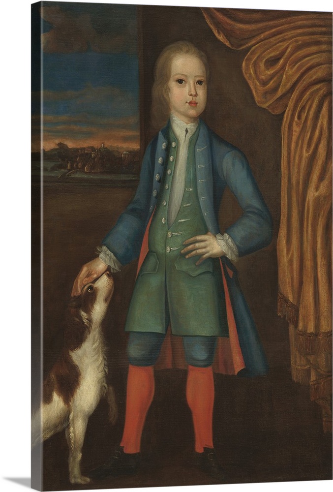 Boy in Blue Coat, c. 1730, oil on canvas.  By American School.
