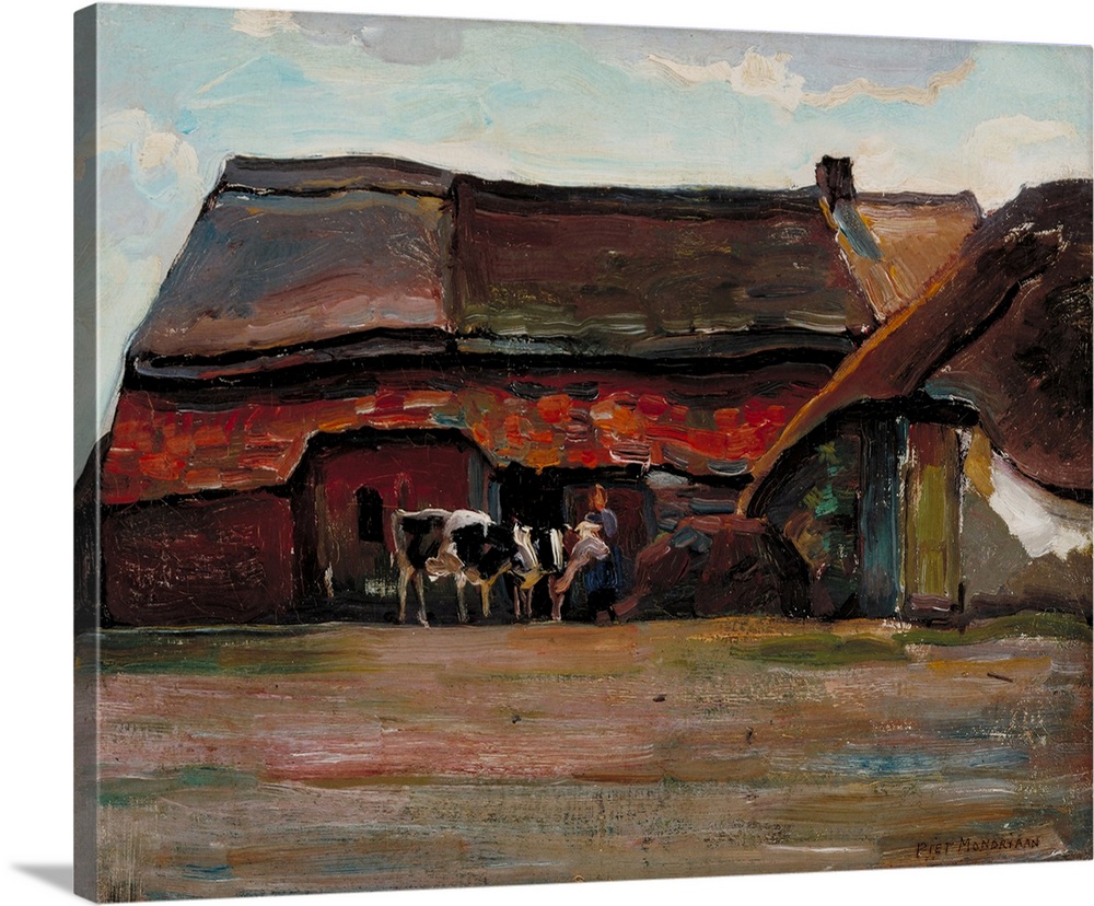 Brabant Farmyard, 1904 (originally oil on linen board mounted on canvas) by Mondrian, Piet (1872-1944)