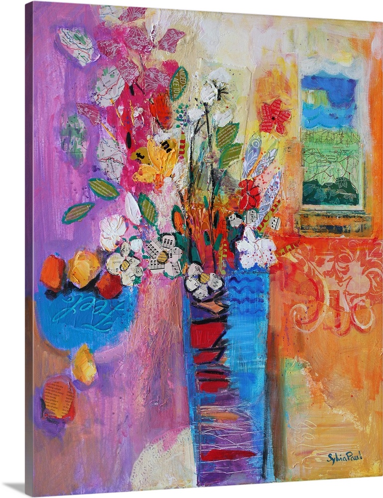 Contemporary painting of a flower still-life.