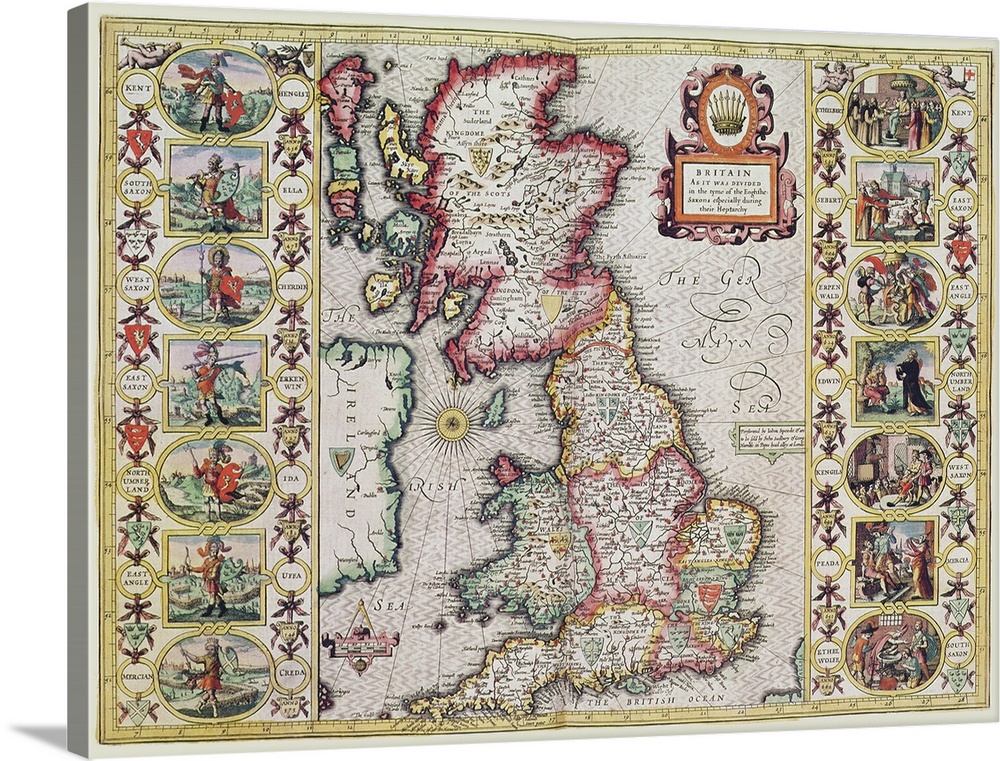 XCF291063 Britain As It Was Devided In The Tyme of the Englishe Saxons especially during their Heptarchy (hand coloured co...