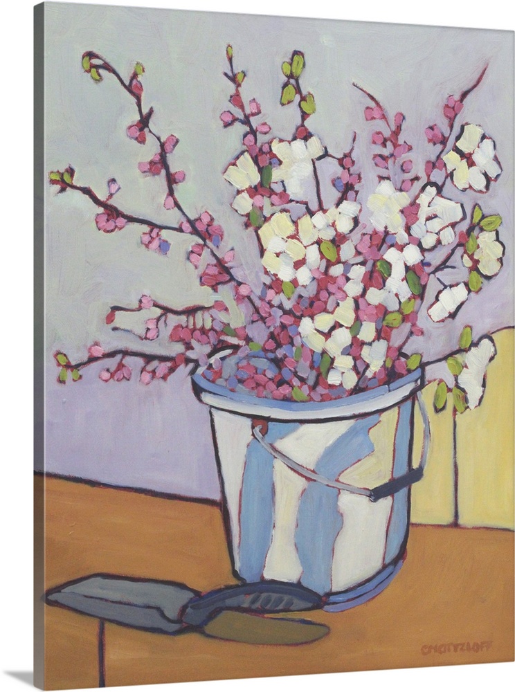 Bucket of Spring, 2023. (Originally oil on canvas.)