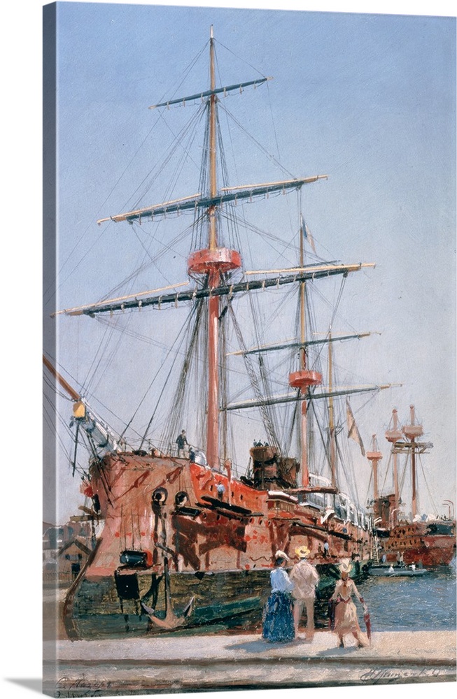 BAL170645 Building of the Battleship 'Admiral Kornilov' in Brittany, 1889 (oil on canvas) by Gritsenko, Nikolai Nikolaevic...