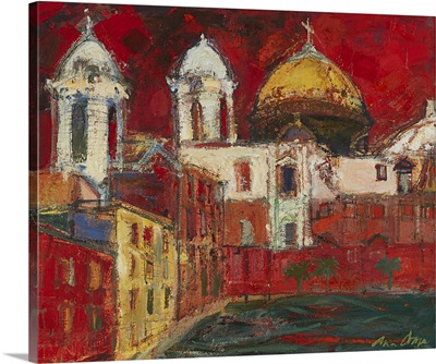 Cadiz Cathedral And Buildings, Red Sky