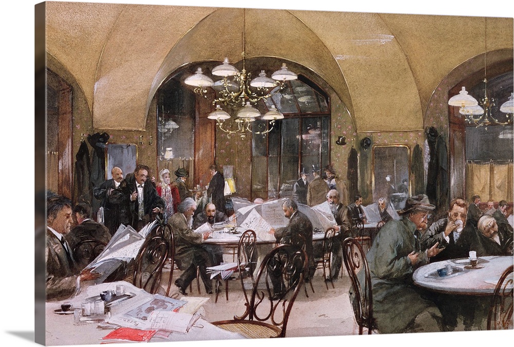 BAL2979 Cafe Griensteidl, Vienna, 1890  by Volkel, Reinhold (b.1834); oil on canvas; Stadtische Museum, Vienna, Austria; G...