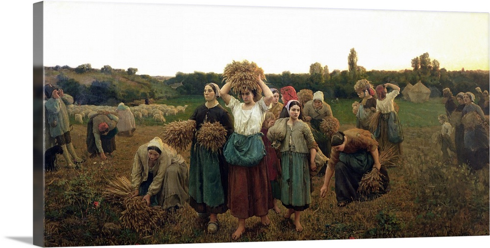 XIR34817 Calling in the Gleaners, 1859 (oil on canvas)  by Breton, Jules (1827-1906); 90x176 cm; Musee d'Orsay, Paris, Fra...