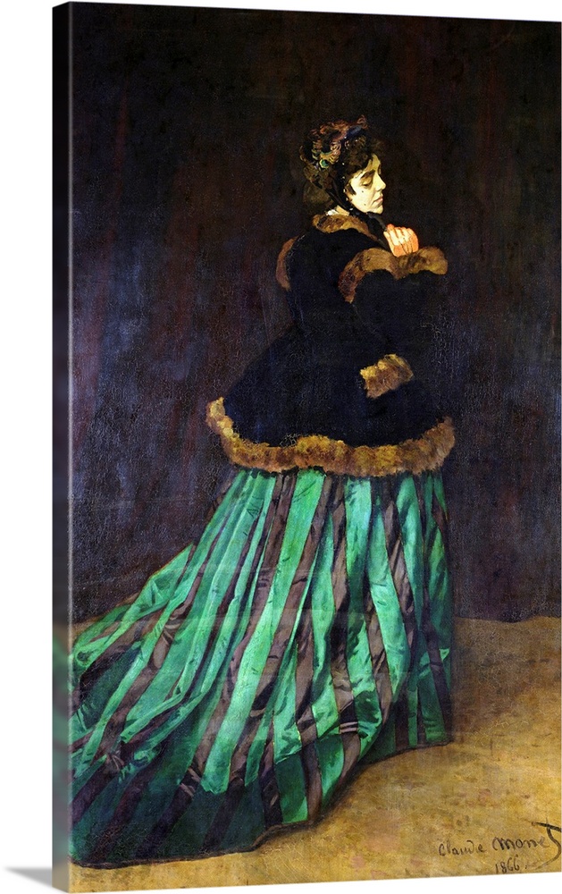 XIR18888 Camille, or The Woman in the Green Dress, 1866 (oil on canvas)  by Monet, Claude (1840-1926); 228x149 cm; Kunstha...