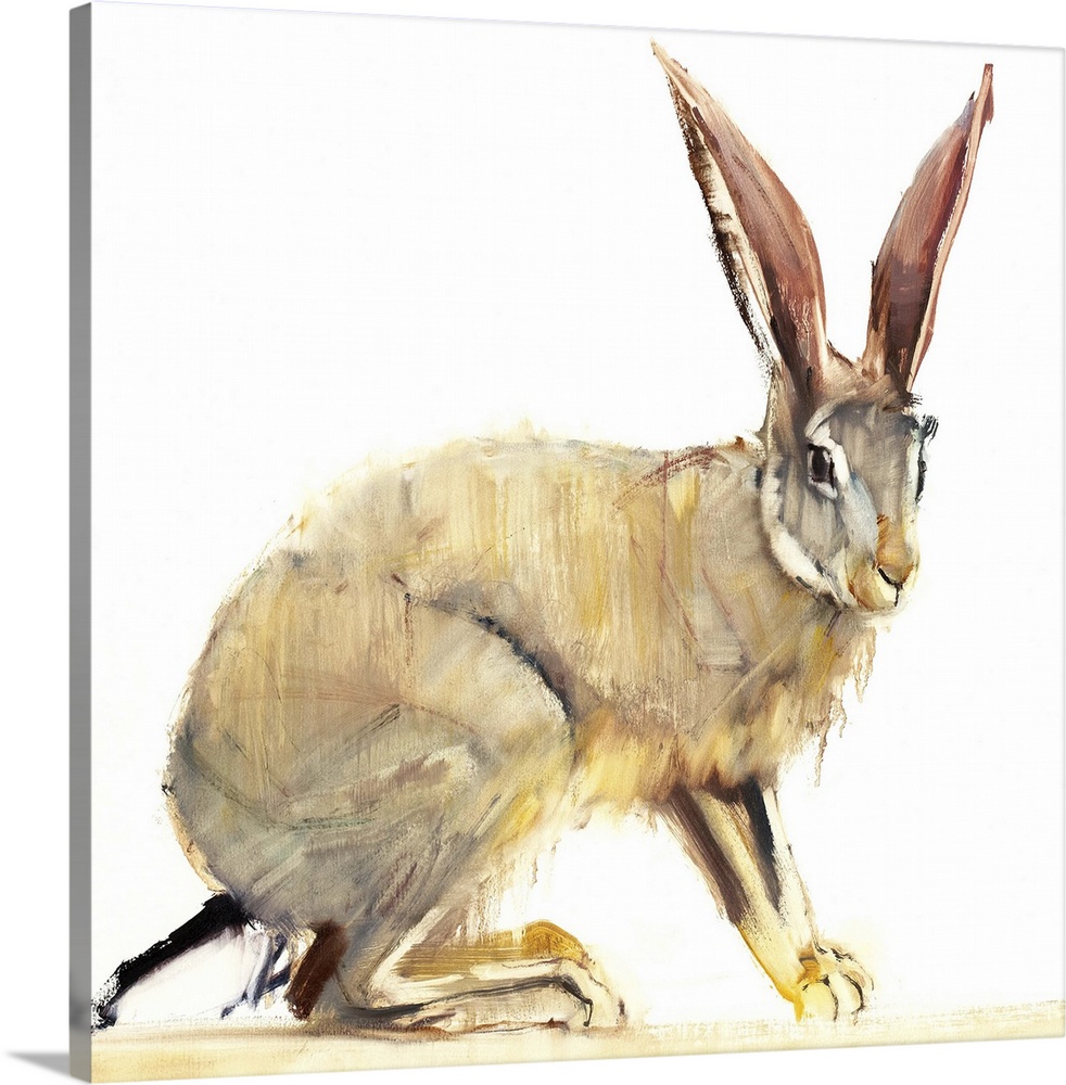 Contemporary wildlife painting of a large hare.