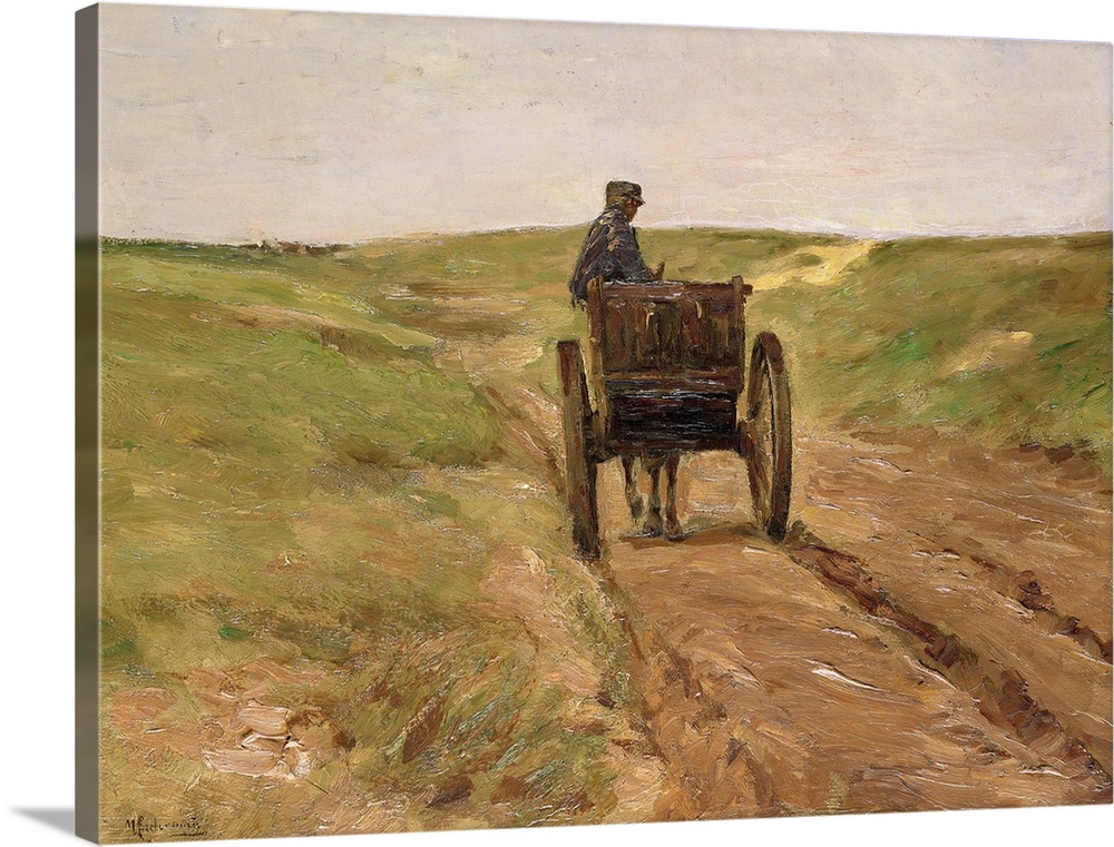 XKH144752 Cart in Katwijk, 1889 (oil on canvas)  by Liebermann, Max (1847-1935); 49.5x64.6 cm; Hamburger Kunsthalle, Hambu...