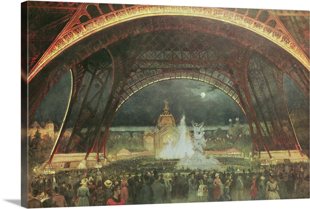 XIR73496 Celebration on the night of the Exposition Universelle in 1889 on the esplanade of the Champs de Mars  by Roux, F...