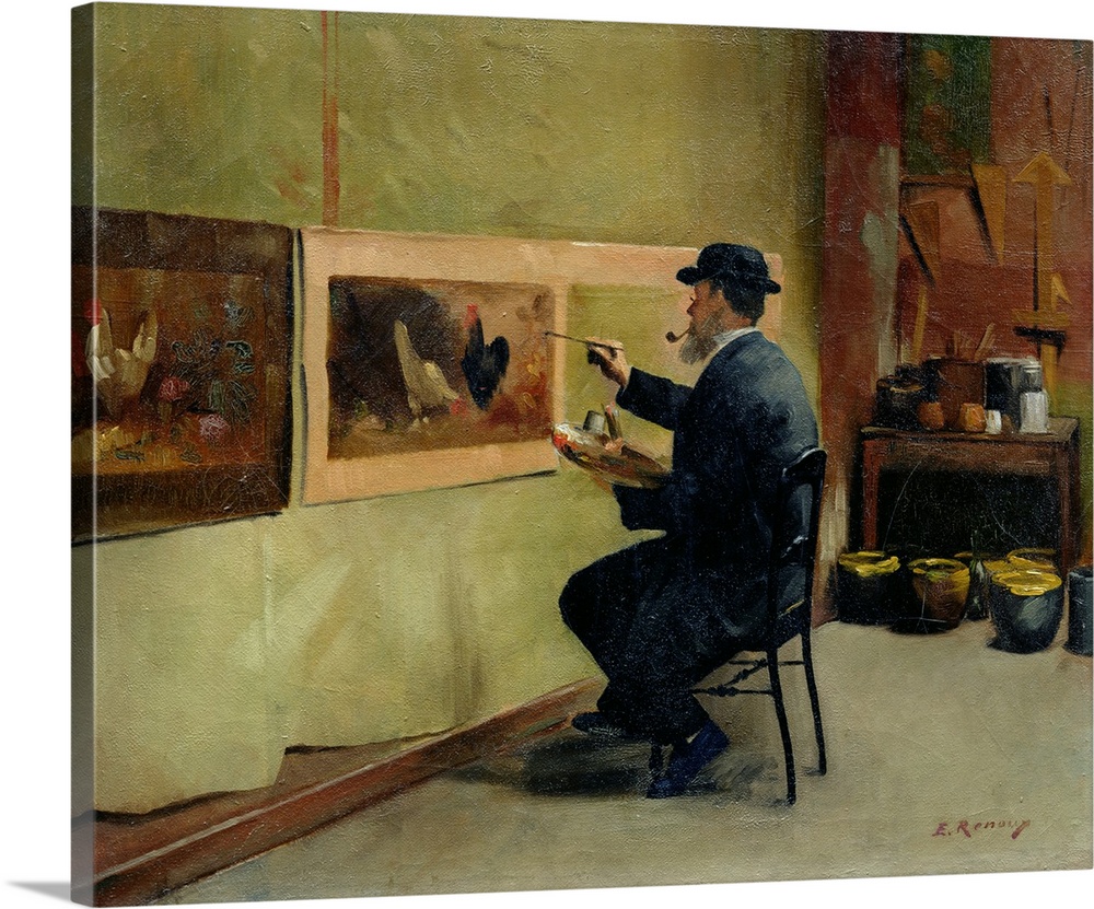 XIR164915 Charles Philippe Gevens, father-in-law of the artist, painting in his studio 21, avenue d'Eylau (oil on canvas) ...