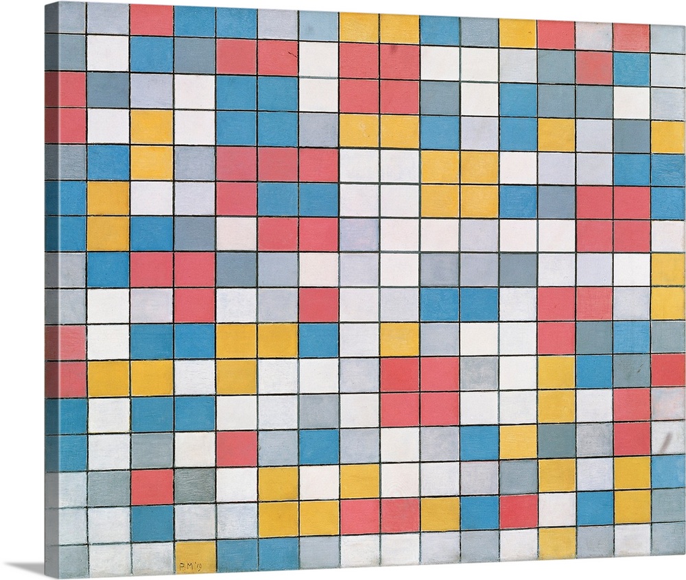 Checker board composition with light colours, 1919, by Piet Mondrian (1872-1944), originally oil on canvas. Netherlands, 2...