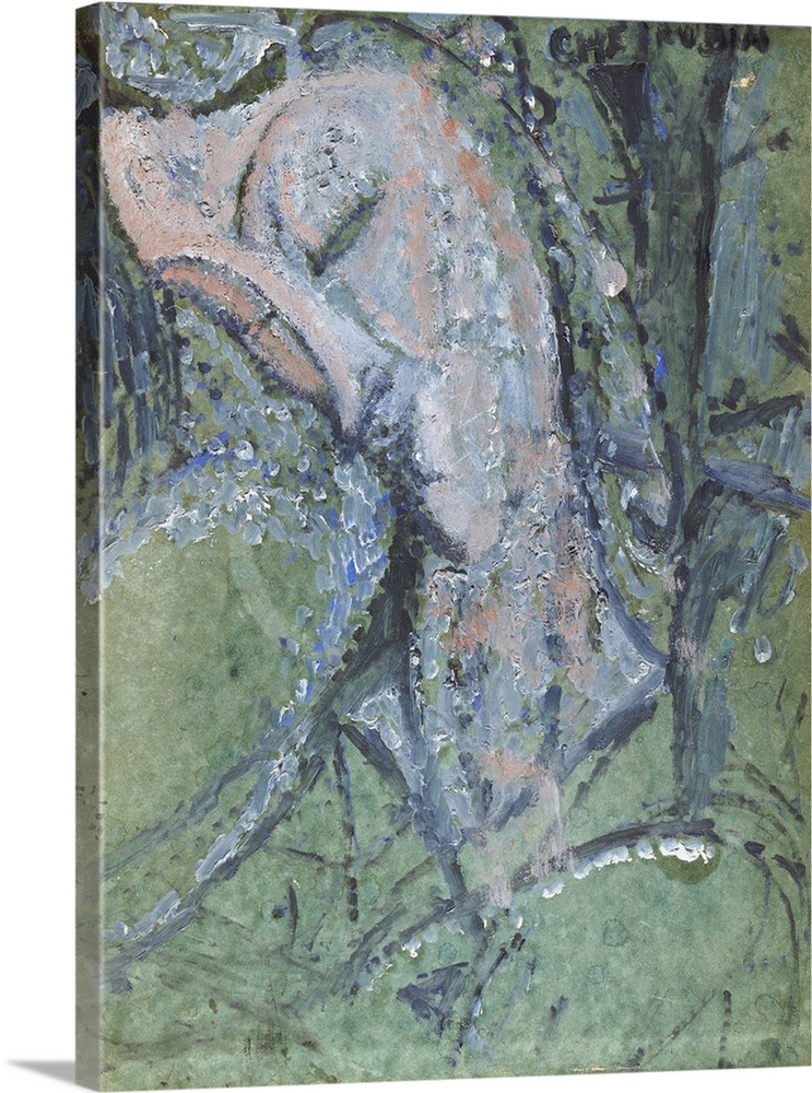 CH378376 Cherubim (oil on green paper laid down on board) by Modigliani, Amedeo (1884-1920); Private Collection; Photo ......