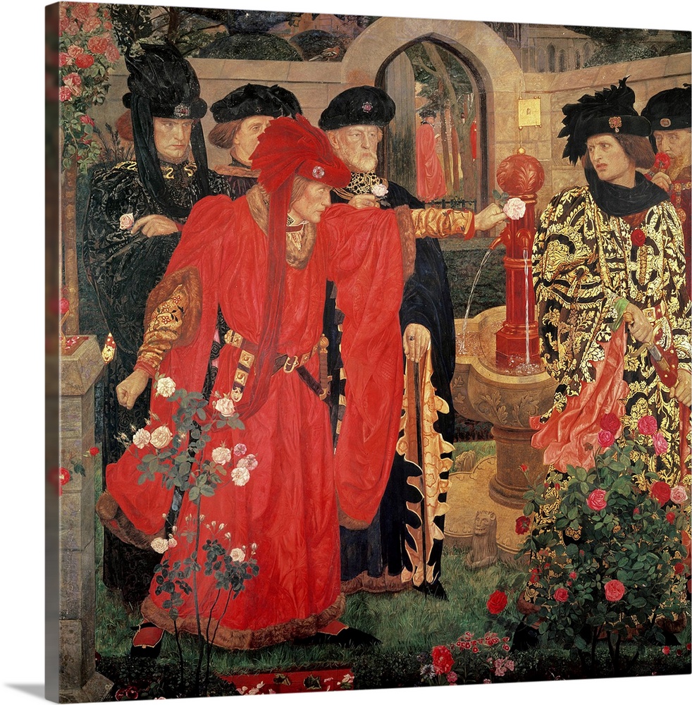 XCF22468 Choosing the Red and White Roses in the Temple Garden, 1910 (fresco)  by Payne, Henry A. (Harry) (1868-1940); Hou...