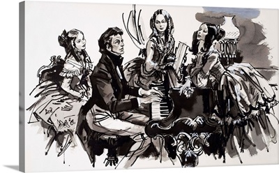 Chopin with female admirers