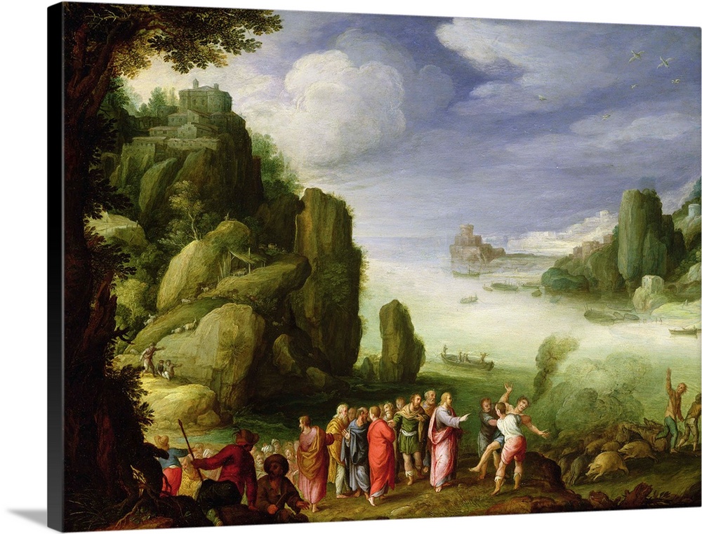 BAL93455 Christ Healing the Possessed of Gerasa, 1608 (oil on copper)  by Brill or Bril, Paul (1554-1626); 26.9x35.1 cm; P...