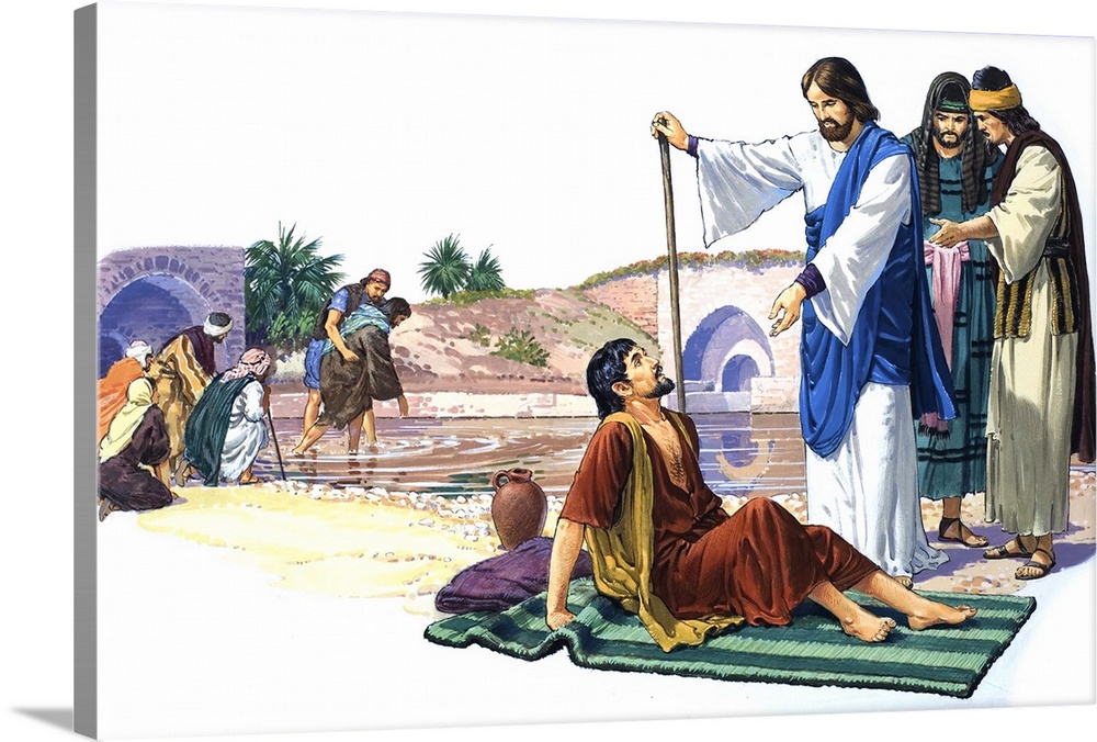 Christ makes the lame man walk. Original artwork for The Bible Story (issue as yet unidentified).