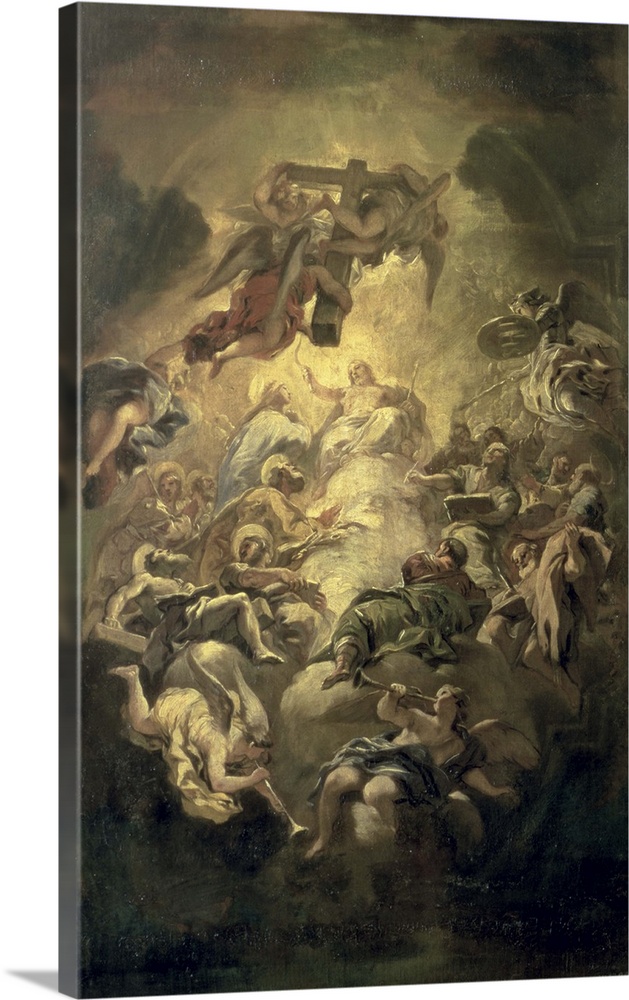 XAM72534 Christ in Glory  by Giordano, Luca (1634-1705); oil on canvas; 95.5x62.5 cm; Private Collection; Italian, out of ...