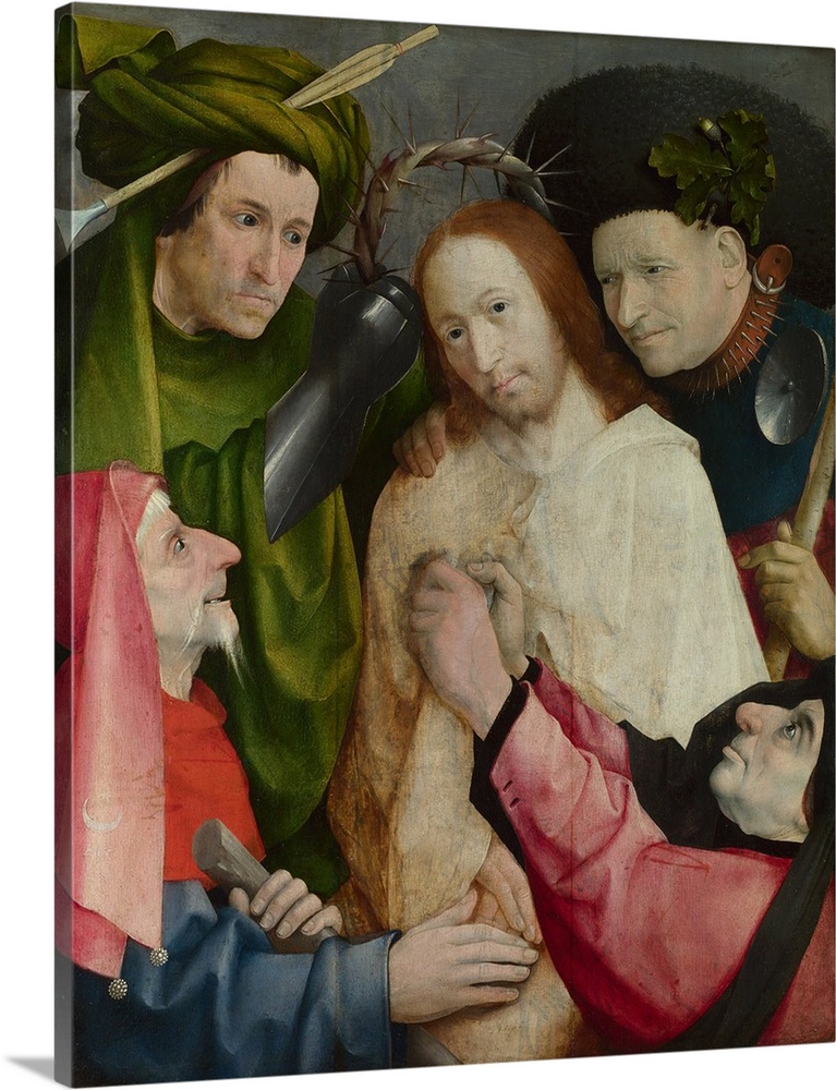 Christ Mocked, The Crowning with Thorns, c. 1490-1500, oil on panel.  By Hieronymus Bosch (c.1450-1516).