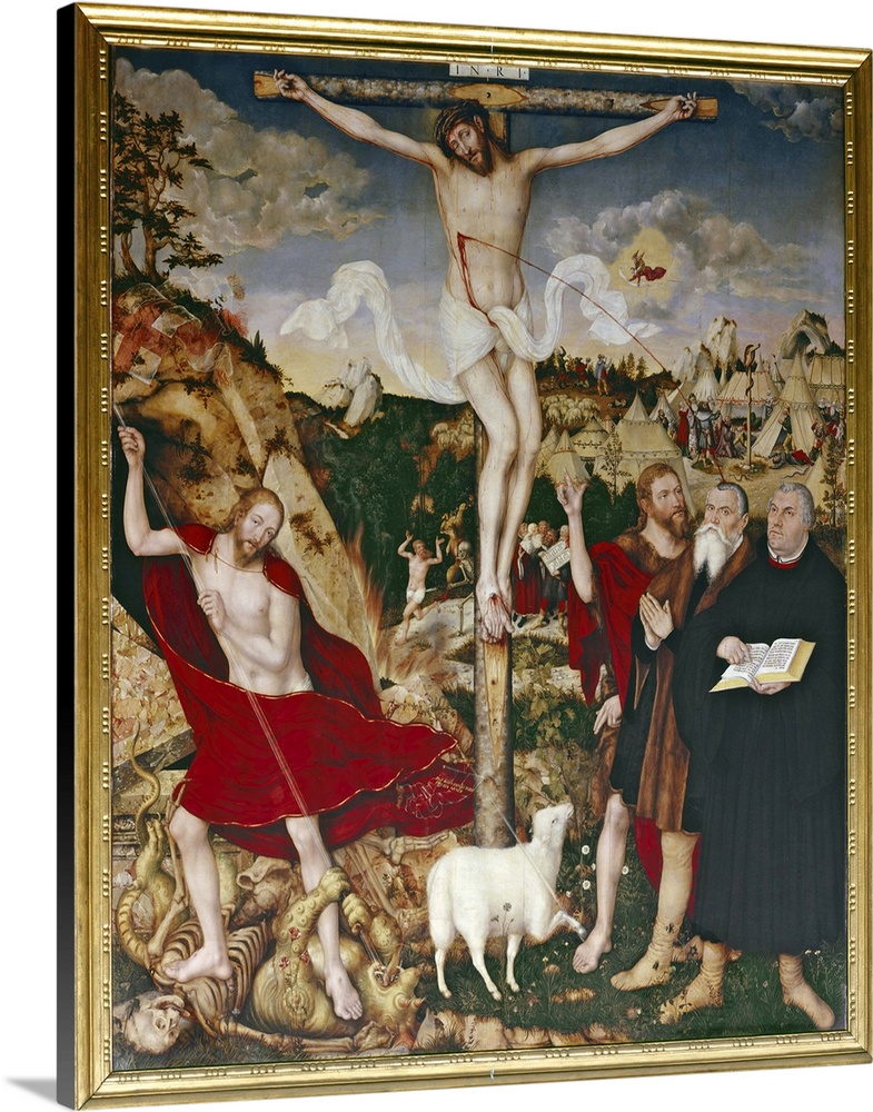 XPH308464 Christ on the Cross, 1552-55 (oil on panel)  by Cranach, Lucas, the Elder (1472-1553); Stadtkirche St. Peter und...