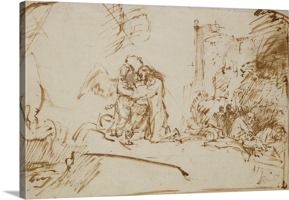 XKH156780 Christ on the Mount of Olives (pen, brush and brown ink on paper) by Rembrandt Harmensz. van Rijn (1606-69)
