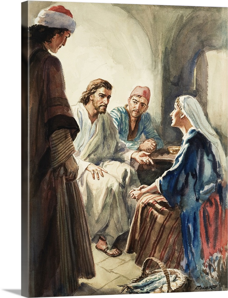 Christ talking. Original artwork for illustration in The Bible Story or Look and Learn (issue yet to be identified).