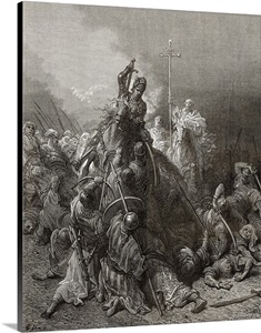 Christian Knights fight Saracens, from 'Bibliotheque des Croisades' image thumbnail