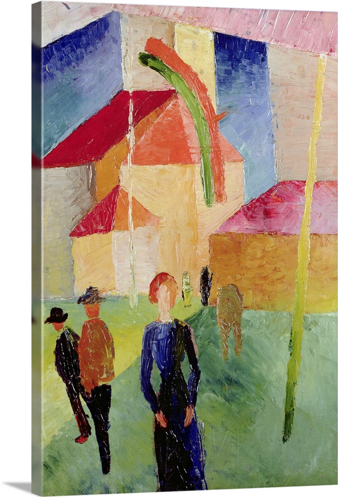 BAL41079 Church Decorated with Flags (oil on canvas)  by Macke, August (1887-1914); 48x34 cm; Stadtisches Museum, Mulheim,...