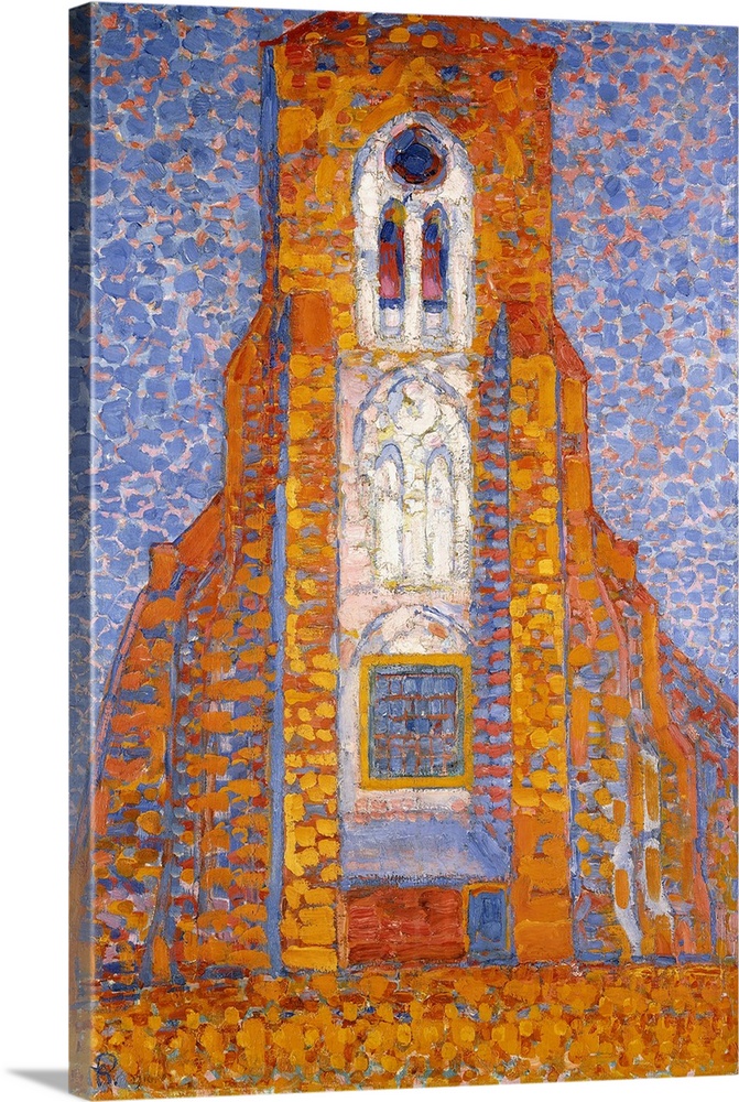 Church of Eglise de Zoutelande, 1910 (originally oil on canvas) by Mondrian, Piet (1872-1944)