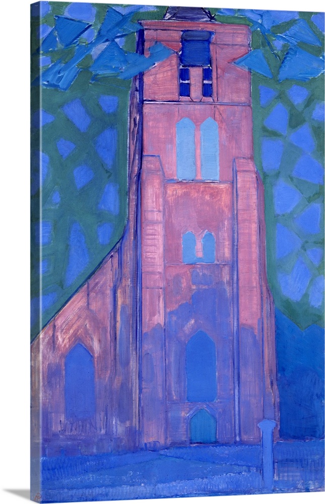 Church tower at Domburg, 1911 (originally oil on canvas) by Mondrian, Piet (1872-1944)