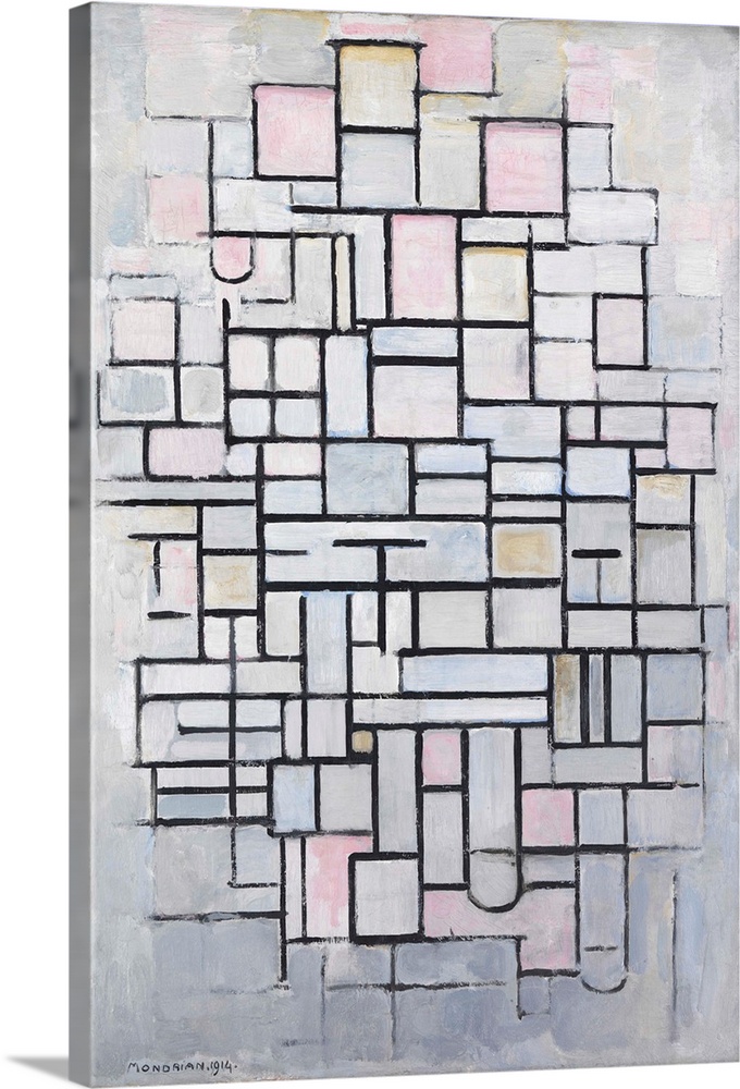 Composition No. IV, 1914 (originally oil on canvas) by Mondrian, Piet (1872-1944)
