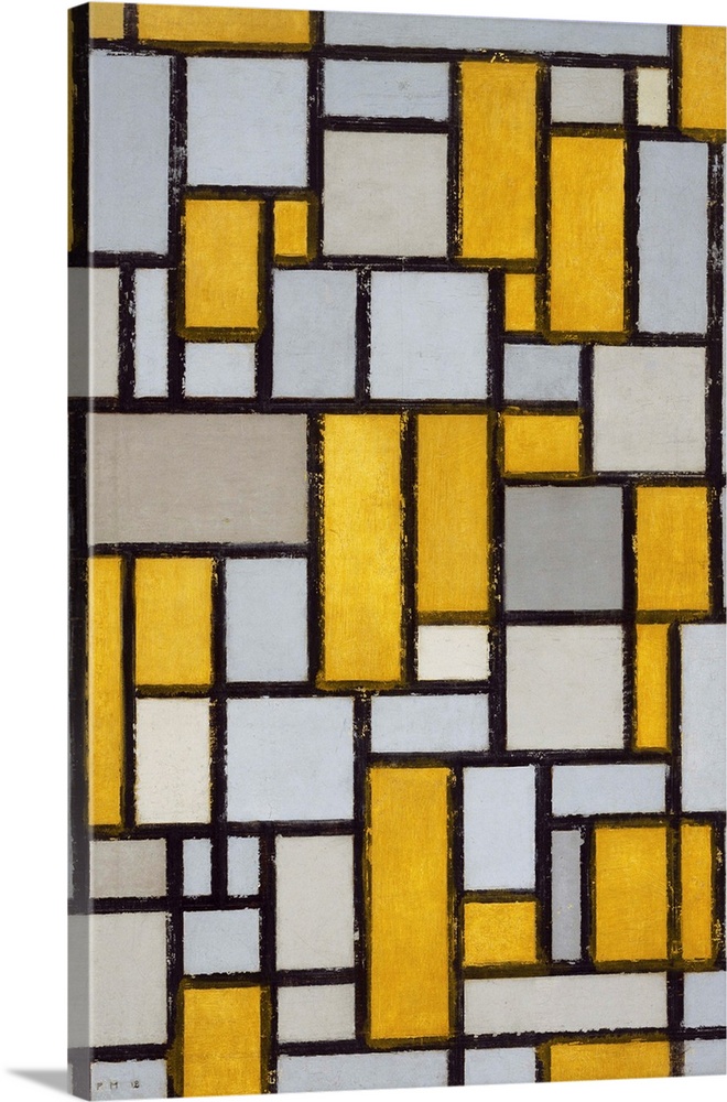 Composition with Grid 1, 1918 (originally oil on canvas) by Mondrian, Piet (1872-1944)