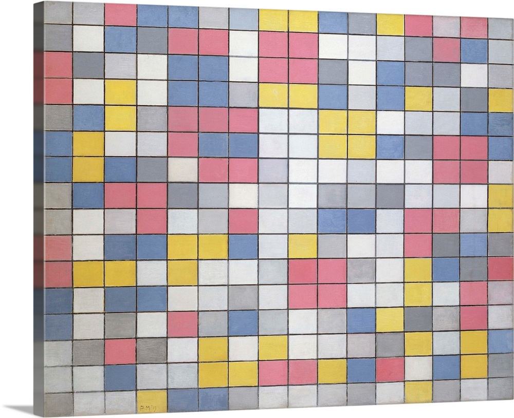 Composition with Grid: Checkerboard Composition with Light Colours, 1919 (originally oil on canvas) by Mondrian, Piet (187...