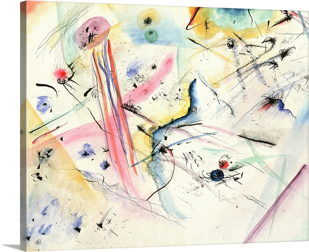 Composition with Red and Blue Stripes, 1913 (originally w/c on paper) by Kandinsky, Wassily (1866-1944)
