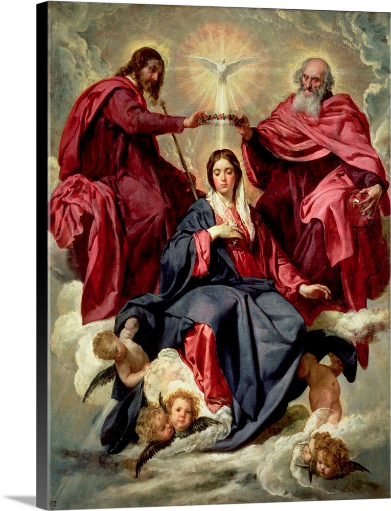 XIR61813 Coronation of the Virgin, c.1641-42 (oil on canvas)  by Velazquez, Diego Rodriguez de Silva y (1599-1660); 176x12...