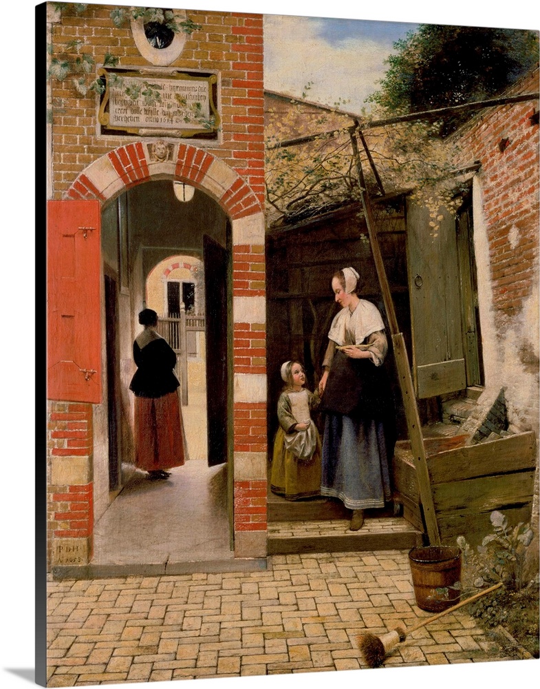 BAL29455 Courtyard of a house in Delft, 1658 (oil on canvas)  by Hooch, Pieter de (1629-84); 73.5x60 cm; National Gallery,...