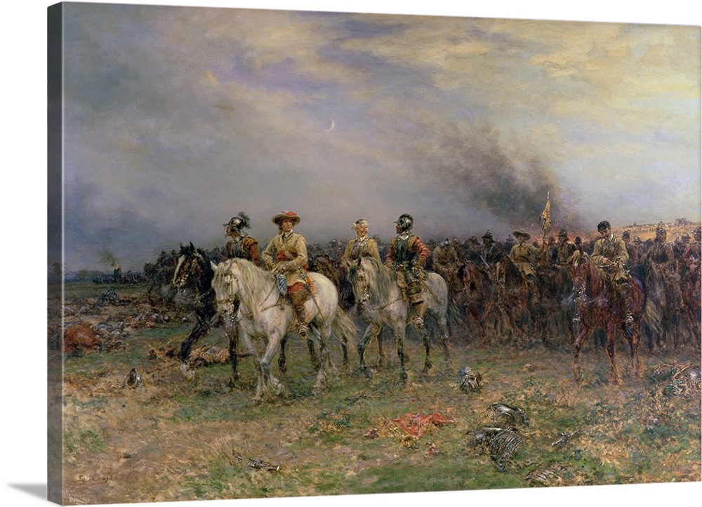 Cromwell after the Battle of Marston Moor (oil on canvas) by Crofts, Ernest (1847-1911)
