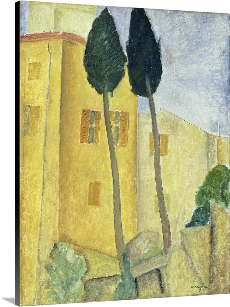 Cypress Trees And House, 1919 (Originally oil on canvas)