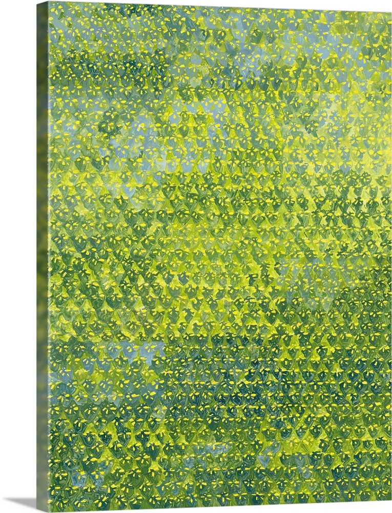 Contemporary pattern painting using yellows and greens.