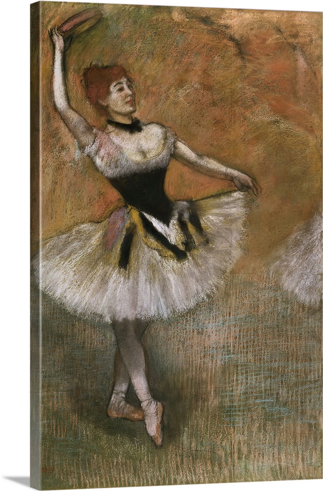 Dancer with Tambourine, c.1882 (pastel on paper laid down on board) by Degas, Edgar (1834-1917)